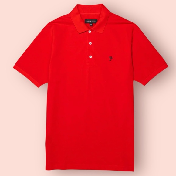 Purple Brand Pique Knit Polo Shirt (Red) - Picture 1 of 6